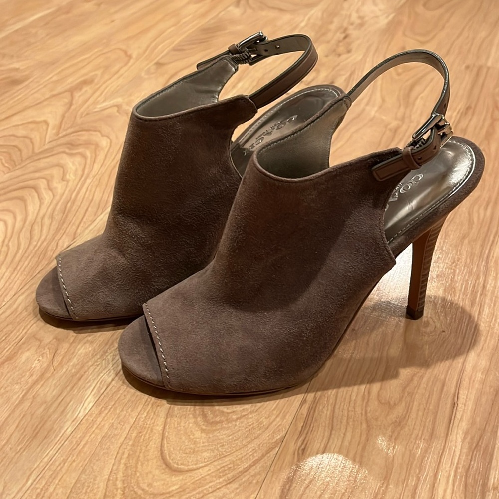 Coach Lanora Suede Peep Toe Slingback Heels